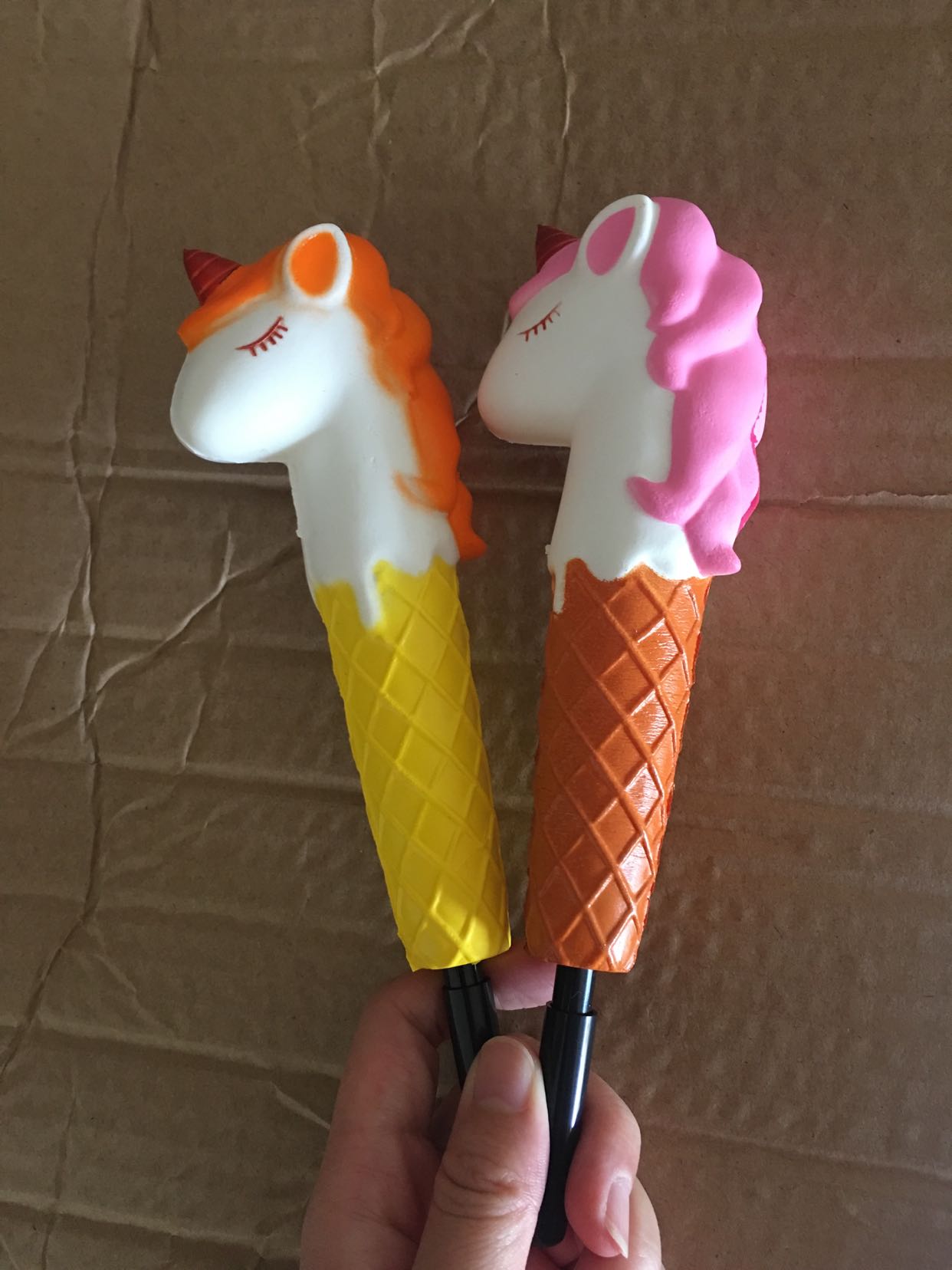 Squishy Unicorn Cat Panda Bun Pen Cap Corn Stationery Pencil Holder Toppers Slow Rising Squeeze Children's Day Toy: c