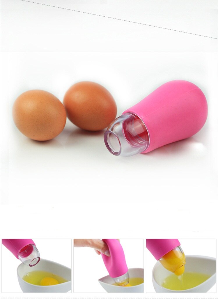 1pc æggeblomme separator æg værktøj silikone + pp æg separator æggehvide og æggeblomme separator elb 128