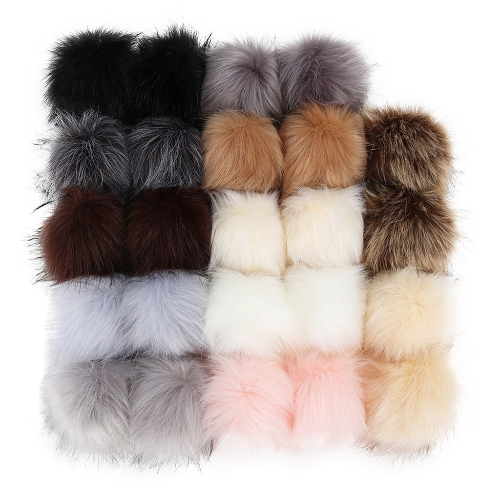 24 Pcs Grote 10Cm Faux Fur Pom Pom Diy Sleutelhanger Konijn Haar Bol Zakken Decor Winter Bal Vrouwen Auto tas Sleutelhanger Sleutelhanger: A 10 CM