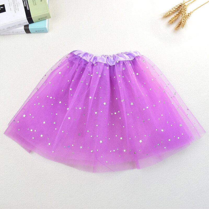 Gnistrande silver tutu kjol danskjol barn prinsesskjol liten lysande stjärna prick dekoration tutu kjol: Violett