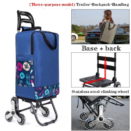 Huishoudelijke Draagbare Vouwen Trap Klimmen Winkelwagentje Boodschappen Rugzak Trolley Handtas Mountainbike Bagage Winkelwagen