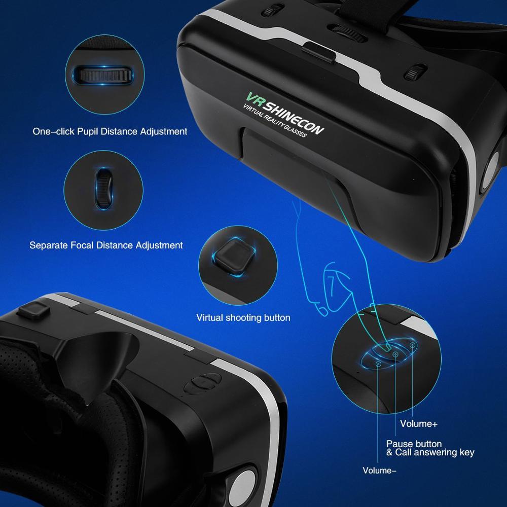 Shinecon Upgraded Z4 VR Large Viewing Immersive Experience Vr box 3D Virtual Reality Glasses with Stereo Headphone with gamepad