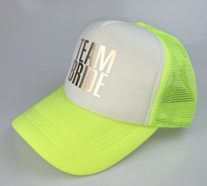 C&amp;Fung BRIDE TEAM BRIDE Bachelorette Hats Wedding party Trucker Caps White Neon gold glitter print hats summer style