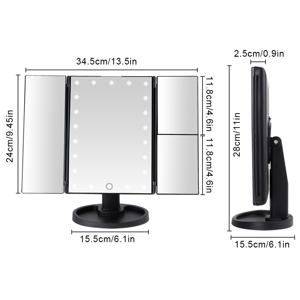 Makeup Mirror 22 LED Light Cosmetic Vanity Mirror Touch Screen Flexible Magnifying 1X/2X/3X/10X USB Or Battery Use Adjustable