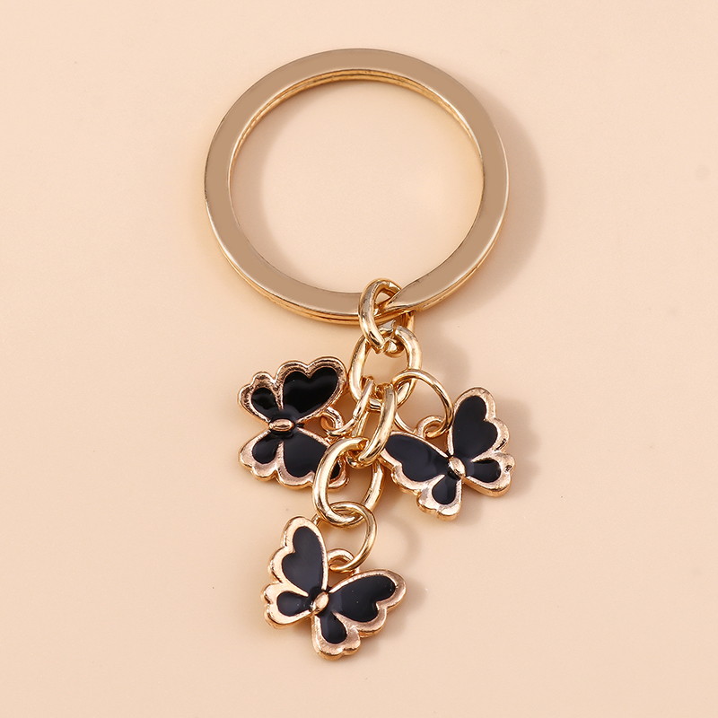 Portachiavi con libellule smaltate carine portachiavi con impronta di gatto portachiavi per auto per donna ciondoli per borsetta per ragazze regali di gioielli DIIY: Grigio scuro