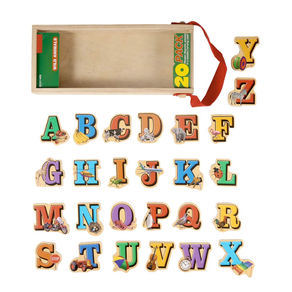 Houten Engels Alfabet Boerderij Puzzel Speelgoed Diy Magnetische Letters Puzzel Koelkast Stickers Baby Intelligente Vroege Onderwijs Ontwikkelen Speelgoed