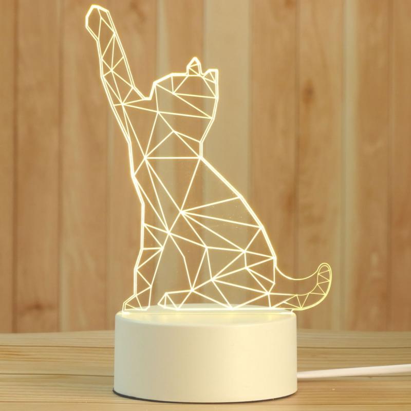 Love Pattern Acrylic 3D Night Light Pattern Acrylic LED Night Light Various Styles Bedroom Mild Light: Fortune Cat
