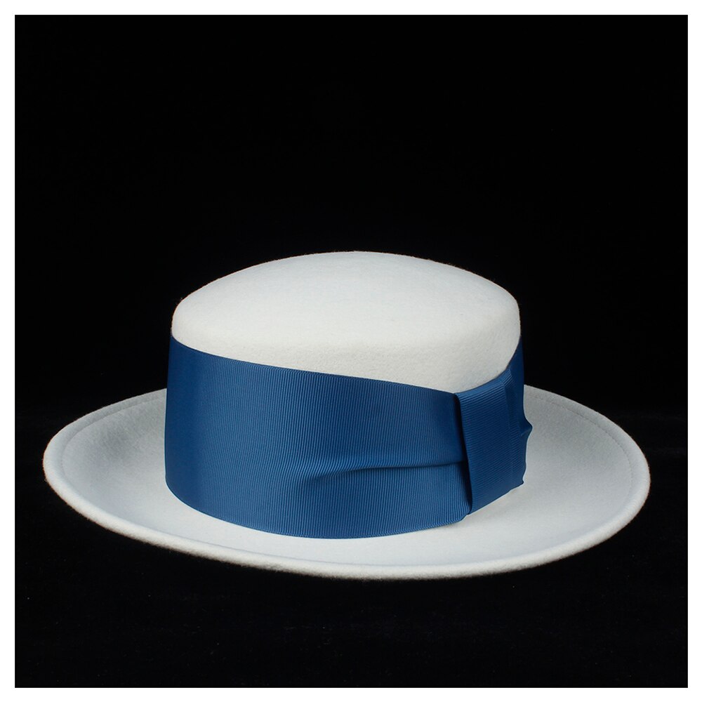 100% Wool White Fedora Hat Flat Top Hat Fedora Hat