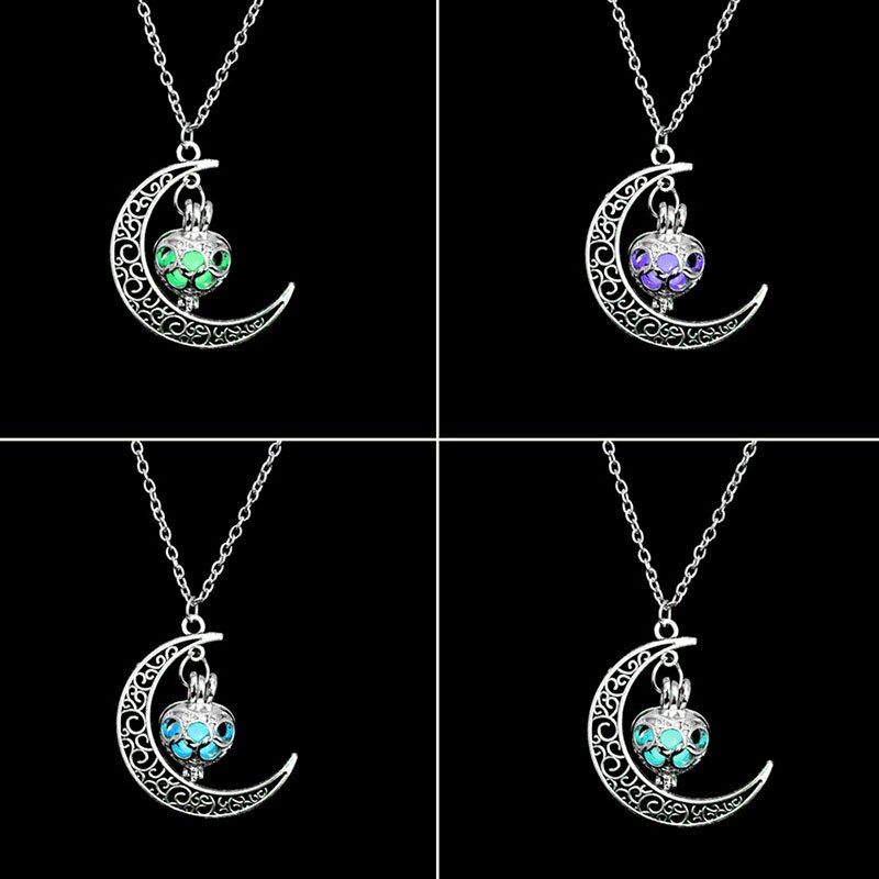 Neue Schmuck Mond Anhänger Halsketten Halloween Charme Kette Anhänger Halskette Nachtleuchtende Für Frauen Weibliche Legierung