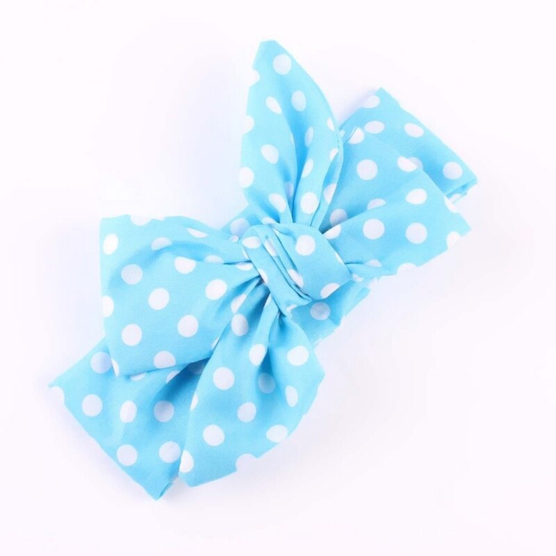 Charm Baby Haar Zubehör Bowknot Dot Drucken Bunte Baumwolle Hairband Stirnband Headwear 7 Stil:  Light Blue