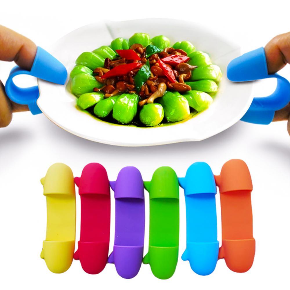 Non-slip Silicone Kitchen Gadget Kitchen Gadgets Mini 1 Pair Heat Insulated Finger Clip Bowl Dish Plate Clamp Gripper Pot Holder
