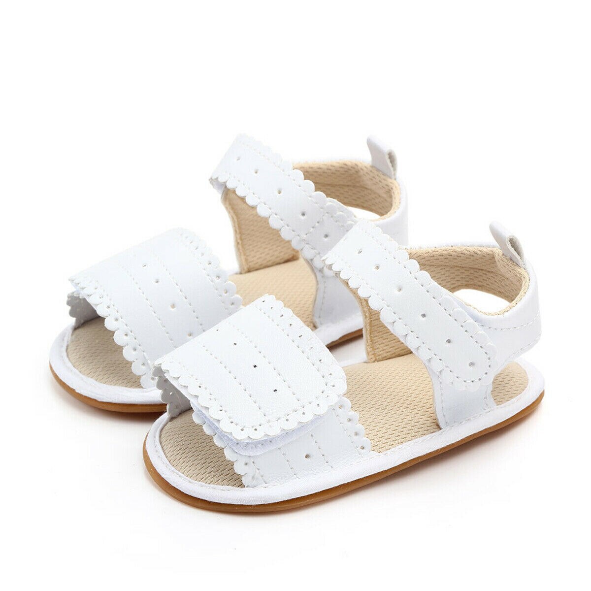 Neue Kleinkind Baby Mädchen Weiche Sohle Sandalen Kleinkind Sommer Schuhe Prinzessin Sandale 0-18M: Weiß / 7-12 Monate