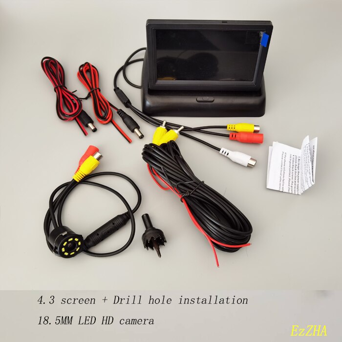 Car Monitor 4.3 inch Foldable TFT LCD Display Rear View Reversing Camera Mirror Parking Assistance Rearview Monitors NTSC PAL: 4.3screen18.5MM LED