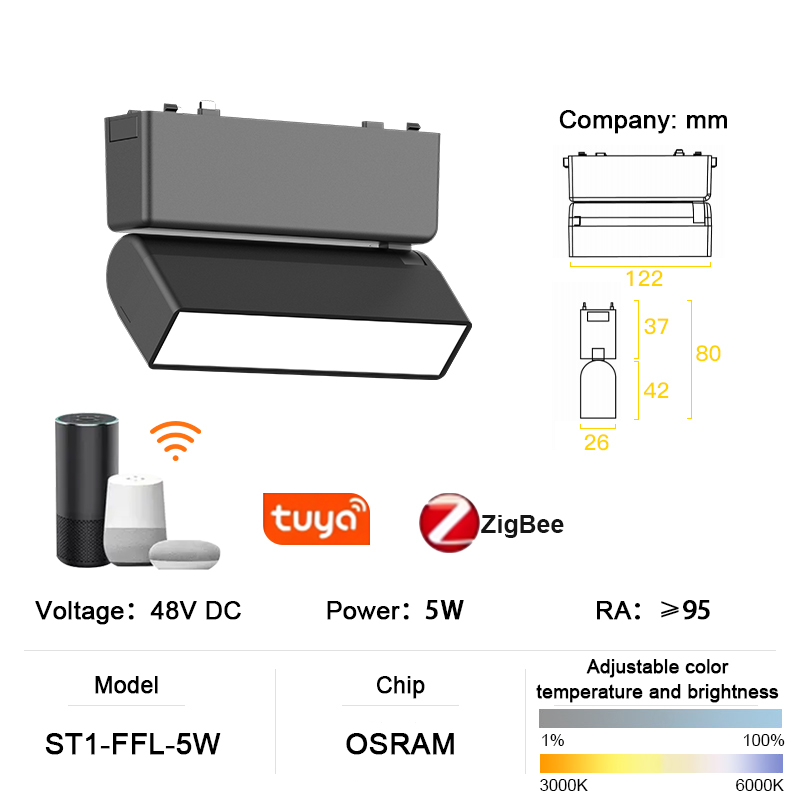 ST1 série Smart TUYA ZIGBEE éclairage sur rail magnétique en aluminium Ultra mince 6mm aucune cellule requise haute dureté luminaire Flexible moderne: Violet foncé