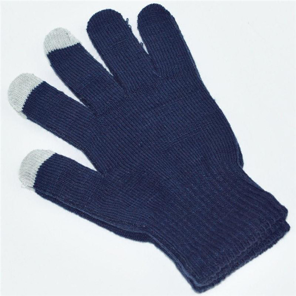 Farverige berøringsskærm vinterhandsker til mand og kvinder plus tykke strikkede fem fingre håndledshandsker chic jul: Marine blå