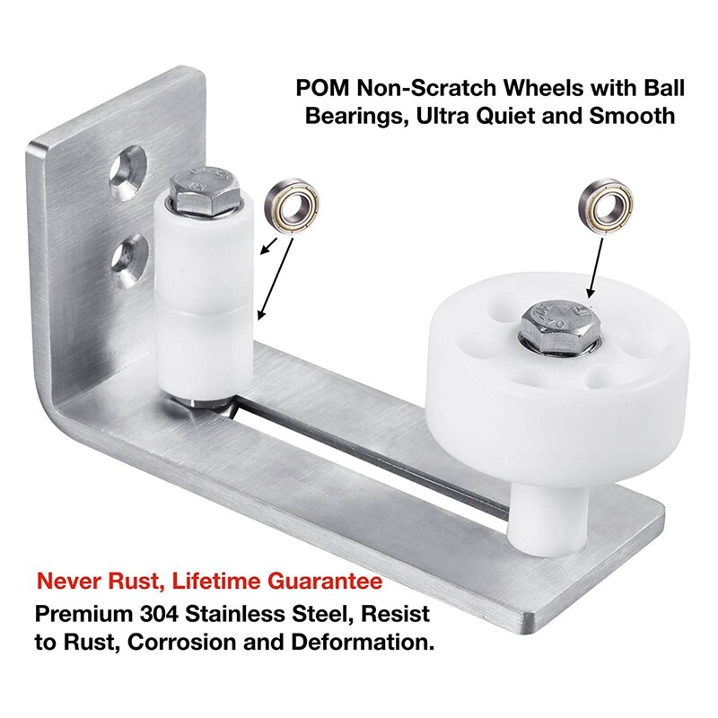 QRInnovations 2-Pack Adjustable Floor Guide Rollers For Sliding Barn Doors – Black