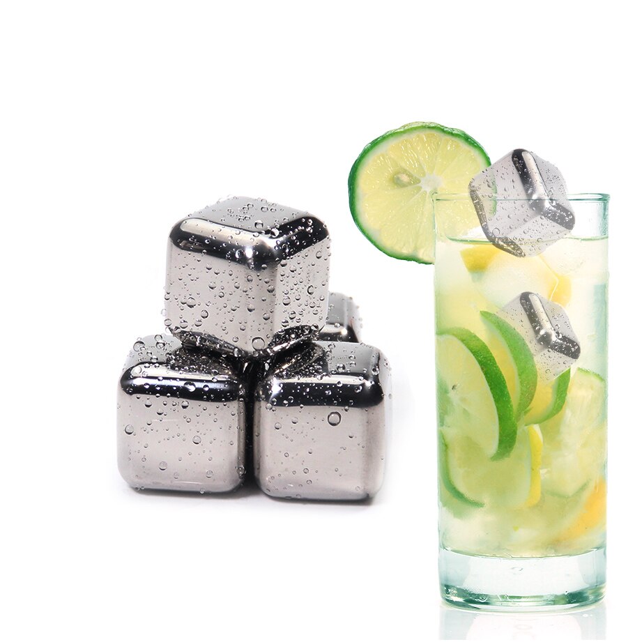 Cubitos de hielo de piedra de acero inoxidable piedras de enfriamiento reutilizables para whisky vino whisky enfriador rocas utensilios de cocina