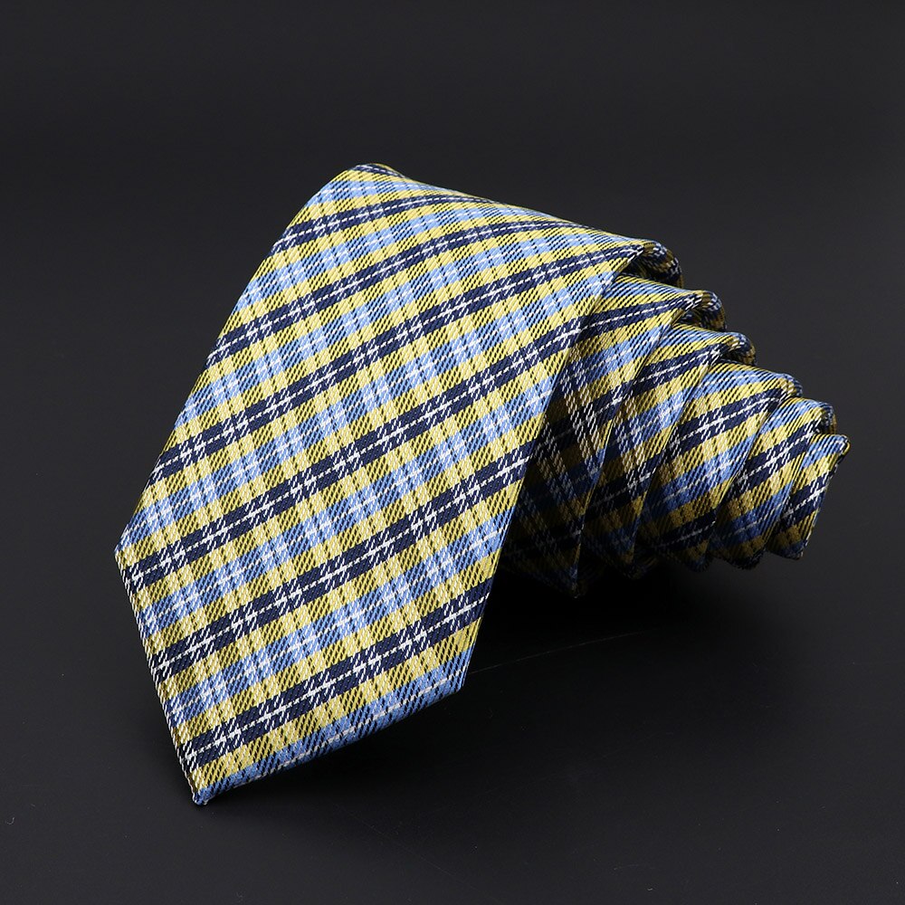 Cravatte scozzesi casuale da 7cm per uomo cravatta blu rossa attillata moda cravatta a strisce in poliestere attività commerciale camicia sottile accessori regalo Cravate: 19