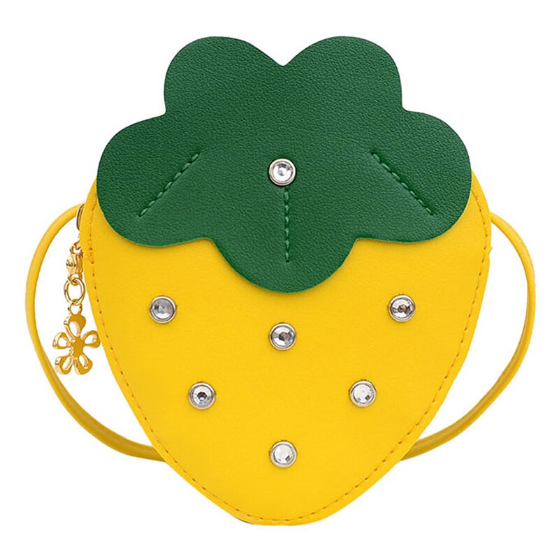 Borsa a tracolla per bambini nuovi borse per ragazze gialle borsa per fragole carina ragazzo ragazza borsa portamonete pacchetto decorativo: Yellow