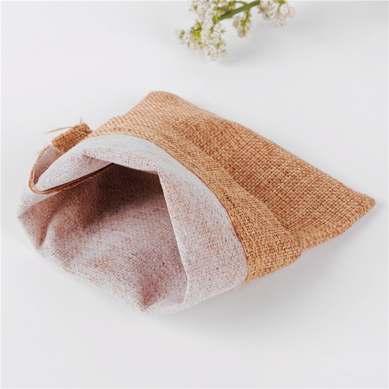 100 pcs/lot 7x9 cm différentes tailles toile de Jute toile de Jute toile de Jute sacs à cordon pochettes pour noël mariage emballage sac