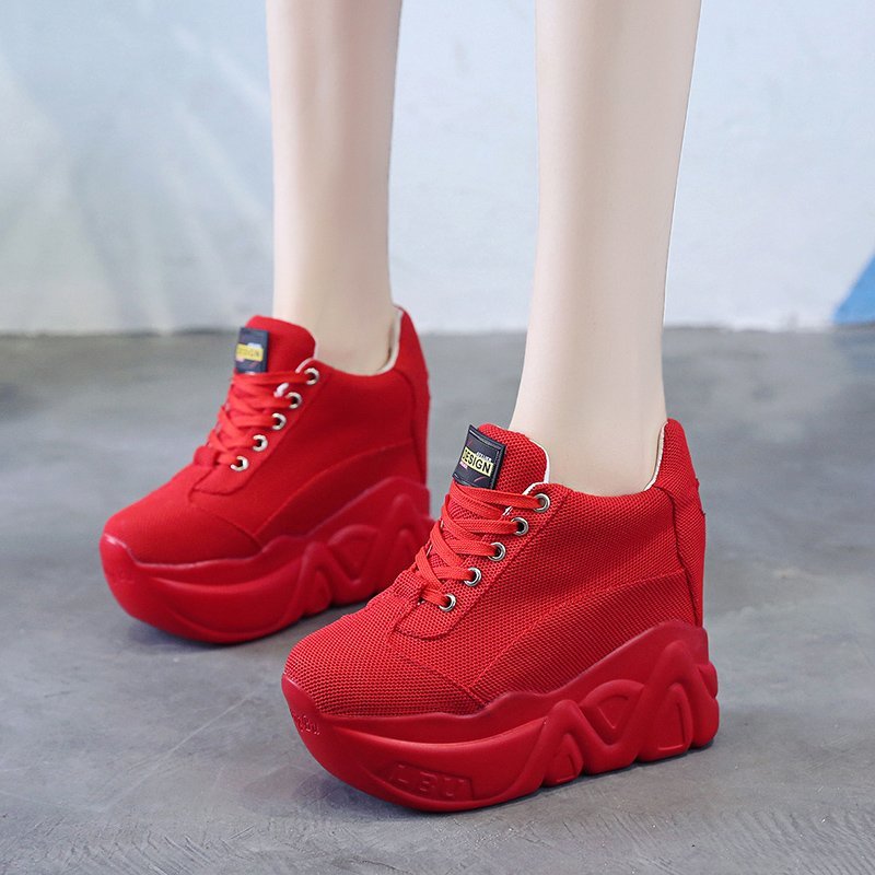 Baskets à semelle compensée pour femmes, chaussures à talons hauts respirants, automne chaussures décontractées 11CM