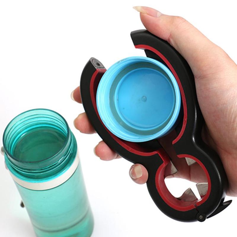 6 in 1 Stainless Steel Multi Function Can Beer Bottle Opener All in One Jar Gripper Can Wine Beer Lid Twist Off Kitchen Tool