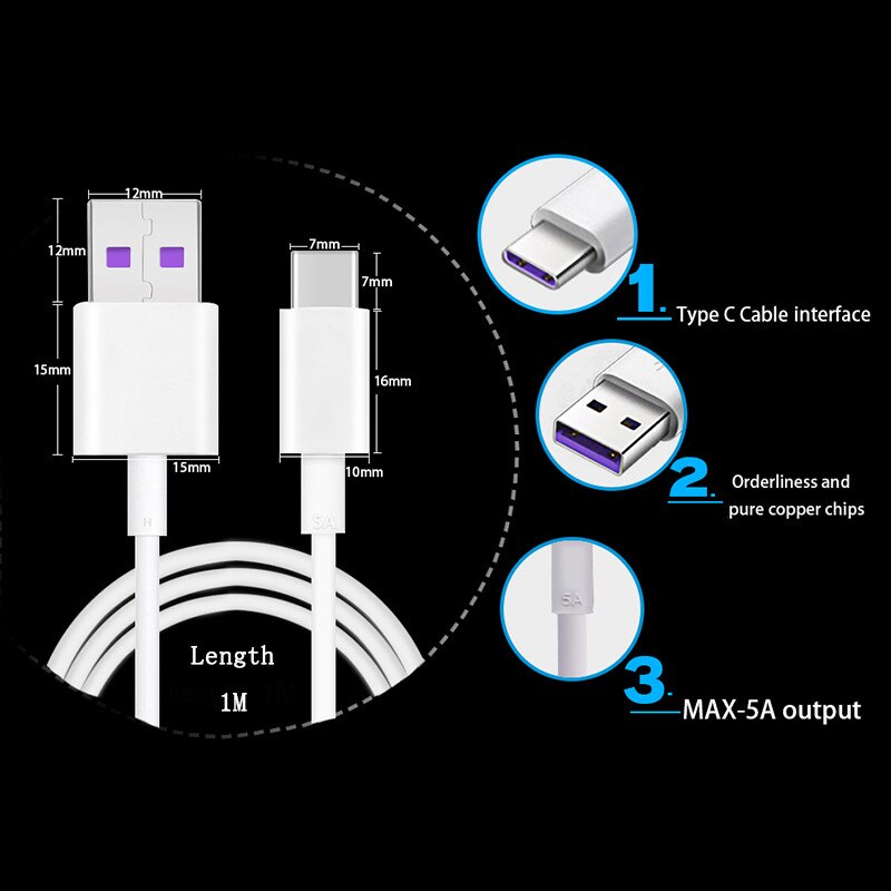 Huawei-cargador rápido Original de 4,5 V, 5A, 22,5 W, 40W, para P20 Pro, P30, P40 Lite, Mate 10, Mate 20, 30 Pro, 5A, Cable tipo C