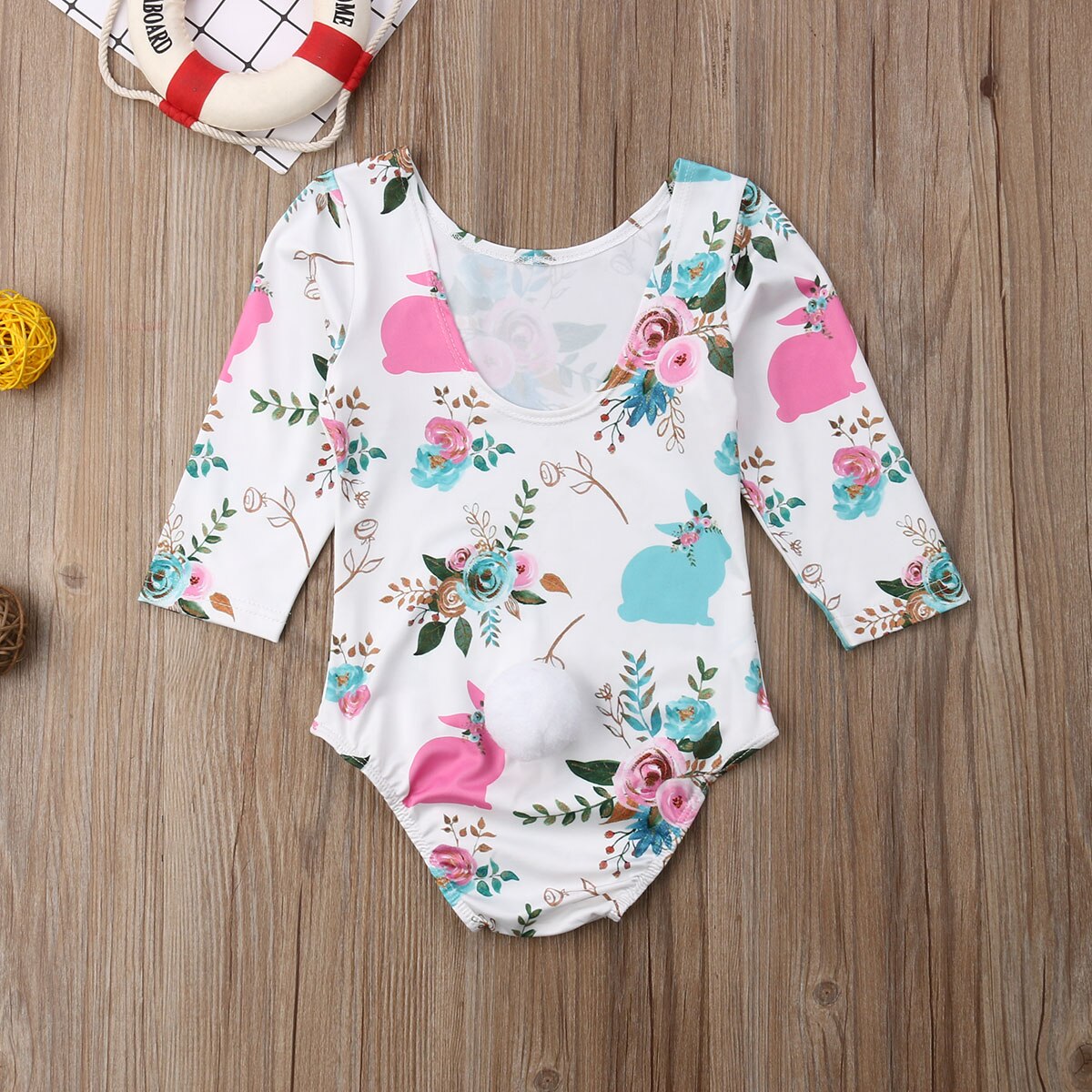 Merk 0-18m baby's, meisjes, jongens, harige balstaart bodysuits, lange mouwen, bloemen jumpsuits, lente herfst kleding