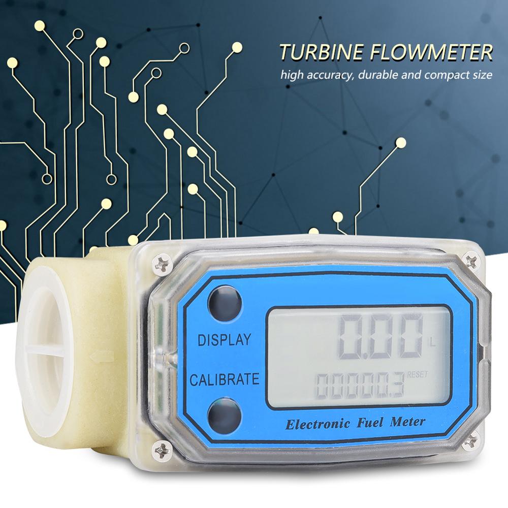 Elektronische fließen Meter Mini LED Digital Wasserzähler Turbine Durchflussmesser Diesel- Kraftstoff Wasser fließen Meter 15-120L/min 1 NPT