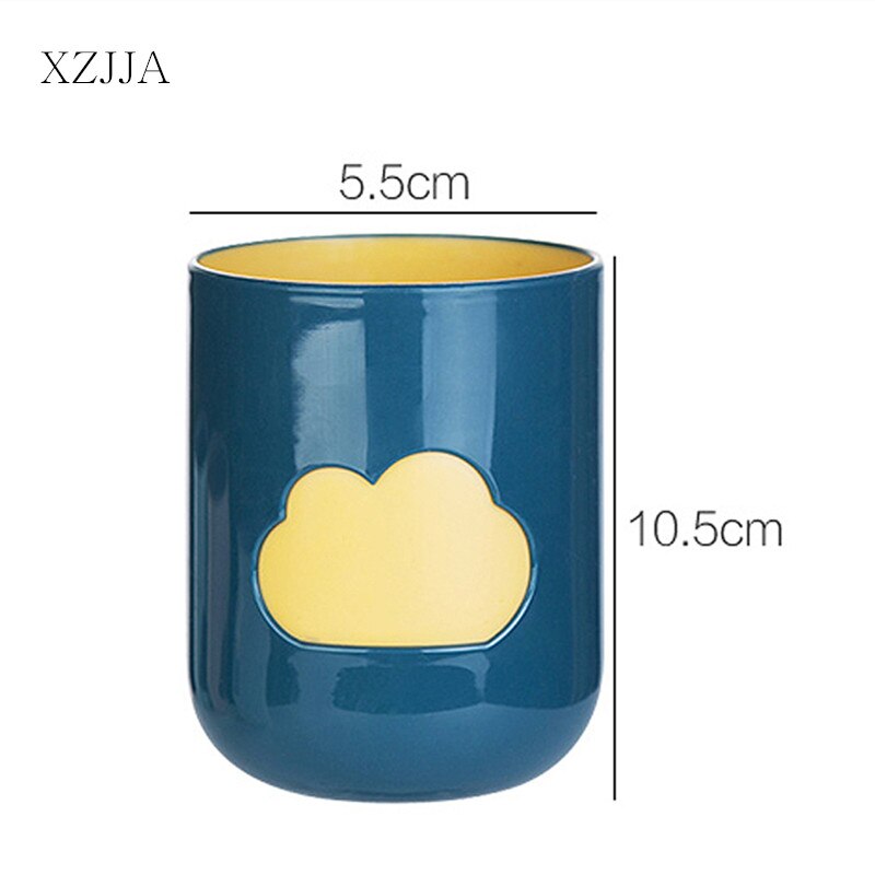 XZJJA Bathroom Cartoon Clouds Toothbrush Cup Gargle Cup Outdoor Travel Wash Cup Bathroom Toothbrush Organizer Couples Tooth Mug