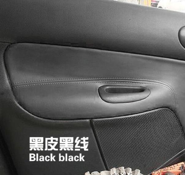 4 stuks microvezel voor- en achterdeurpanelen armsteun lederen hoes beschermlijst voor peugeot 206 207 / citroen  c2: Zwart