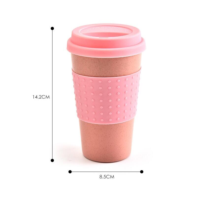 Miljøvennlig kaffe te kopp hvete halm reise vann drikke krus med silikon lokk drikke krus