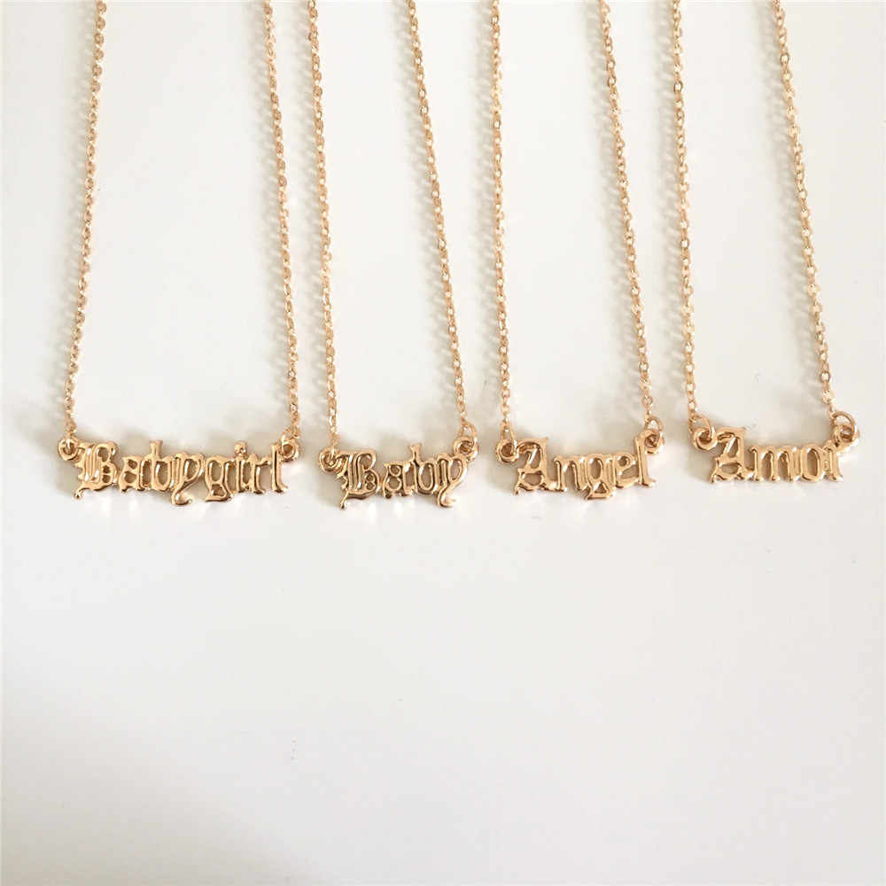 Mode-sieraden Gold Babygirl Brief Ketting Naam Hangers Mooie Voor De Moeder