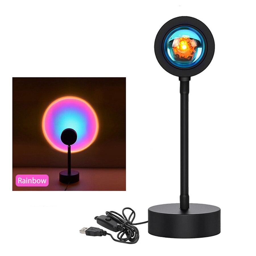 Zonsondergang Rode Led Nachtlampje Zon Projectie Usb Rainbow Projector Wanddecoratie Verlichting Bureaulamp Voor Slaapkamer Bar Koffie Winkel: Rainbow