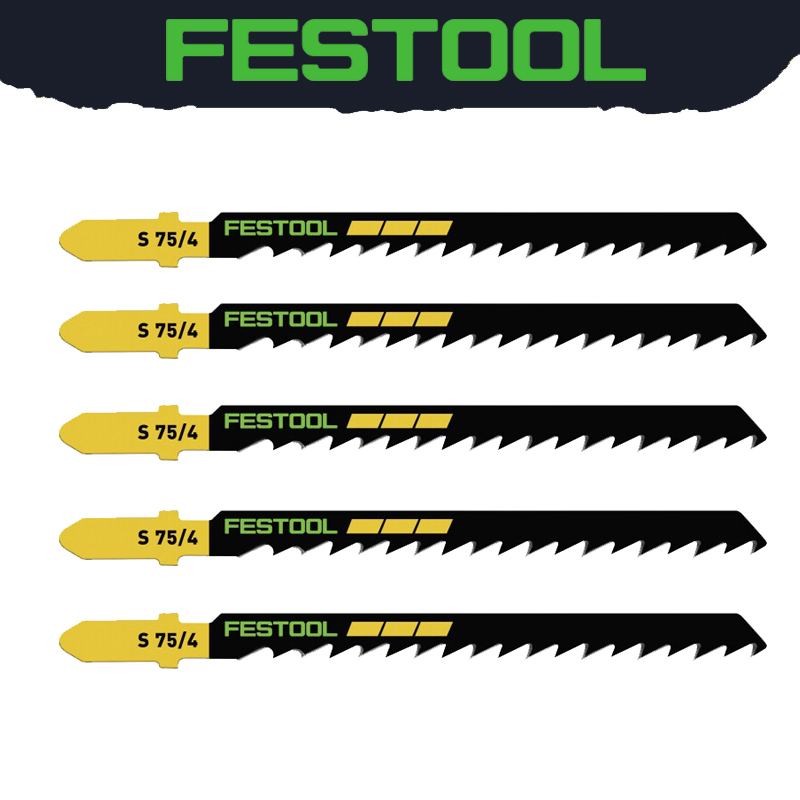 FESTOOL 204305 Hojas de sierra de calar S75/4 3 pulgadas 6 TPI Corte de limpieza rápida de vástago en T Hoja de sierra curvada de corte de madera dura de madera blanda: Default Title