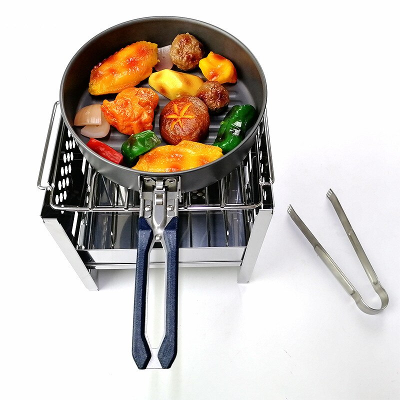 Edelstahl Grill Grill Outdoor Camping Tragbare Falten Carbon Ofen Hohe Temperatur Widerstand Mit Windschutzscheibe