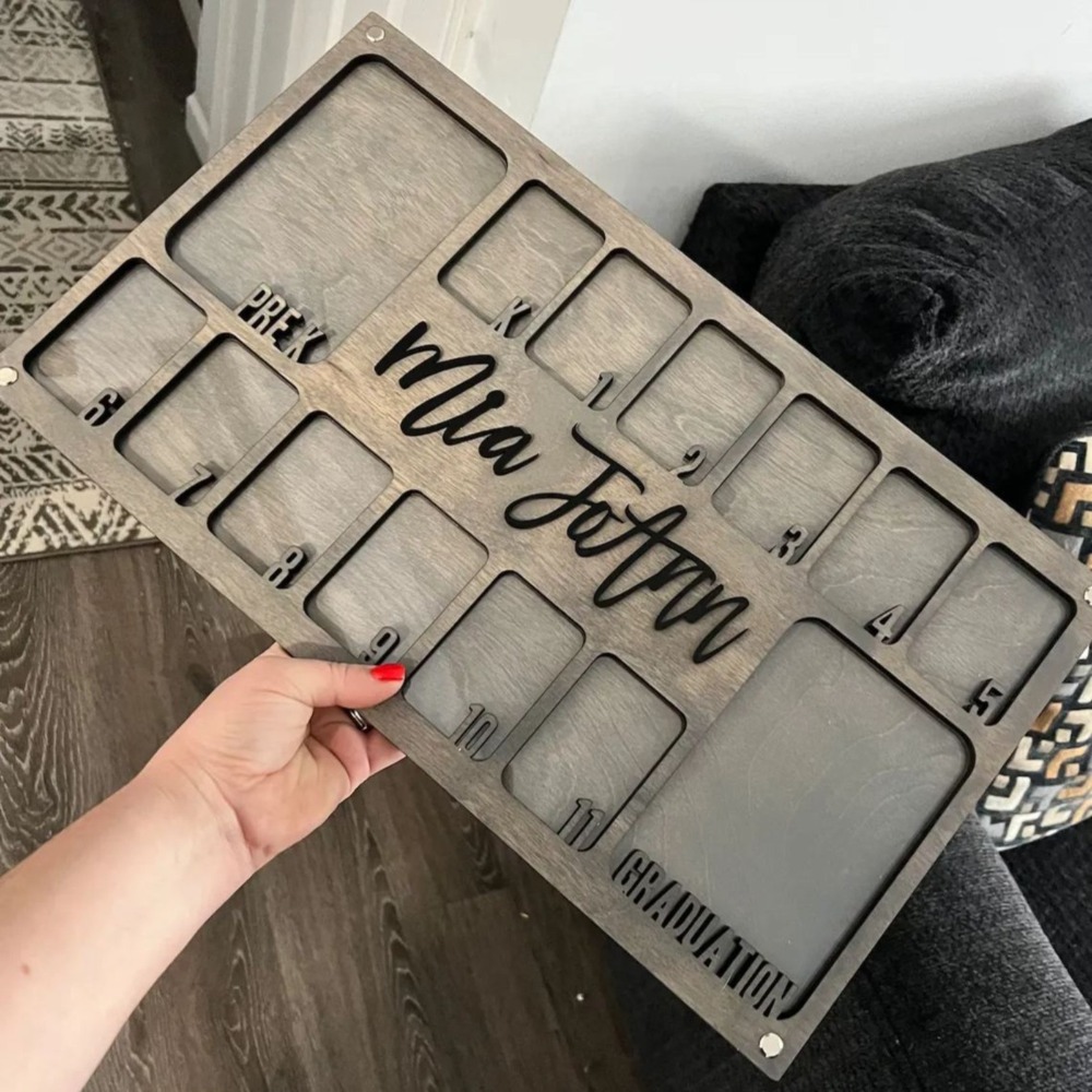 Houten schoolfotolijst Aan de muur gemonteerde handgemaakte schoolfotolijst Pre-k-12 Afstuderen Afstuderen Fotolijst