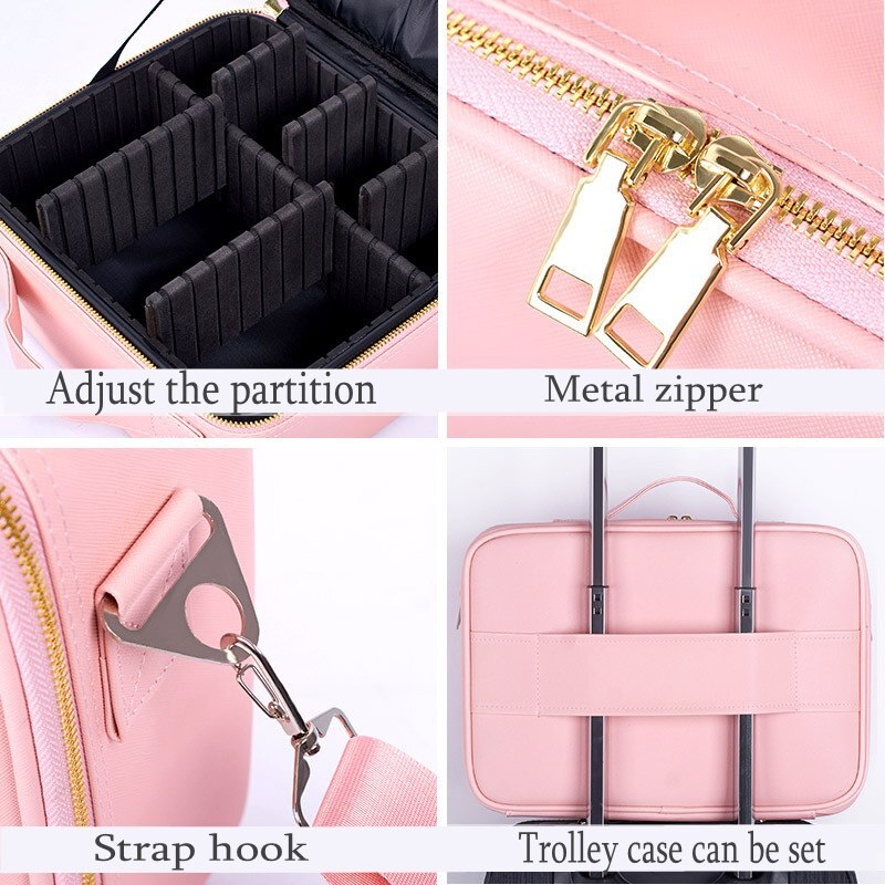 LHLYSGS PU Wasserdichte Kosmetische fallen Koffer Multi-stöckige Große Professionelle machen-hoch Tasche Frauen Schönheit Veranstalter Kosmetik Tasche