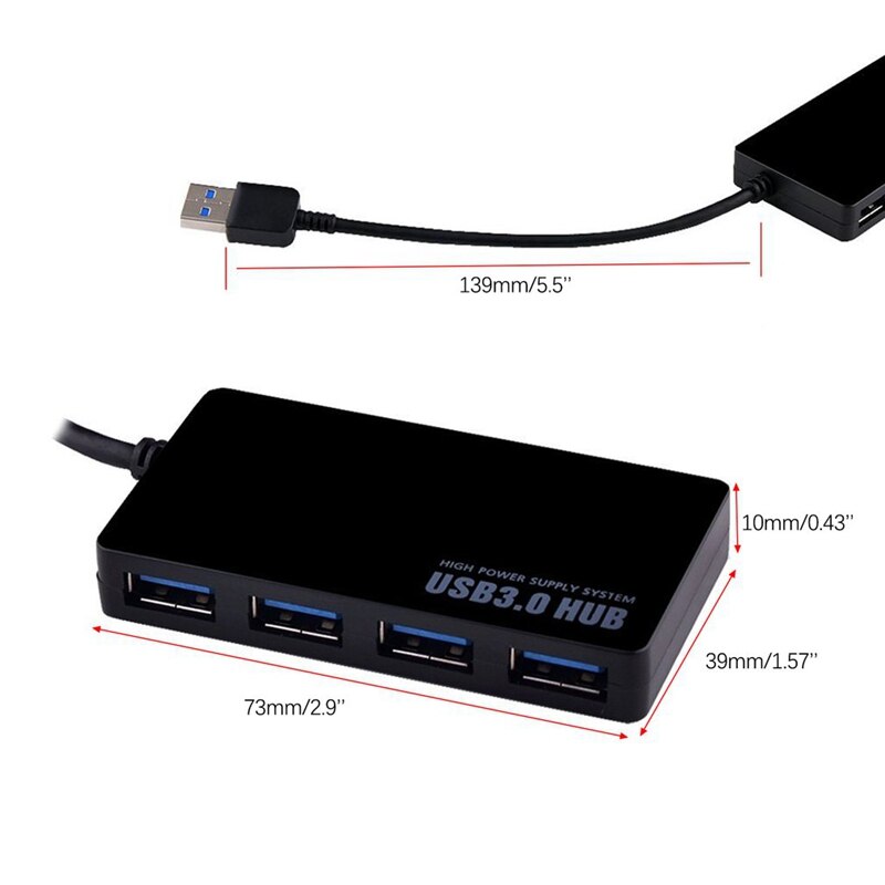 Ultra-Thin High Speed 5Gbps 4-Port USB 3.0 HUB Adapter for Computer Laptop PC