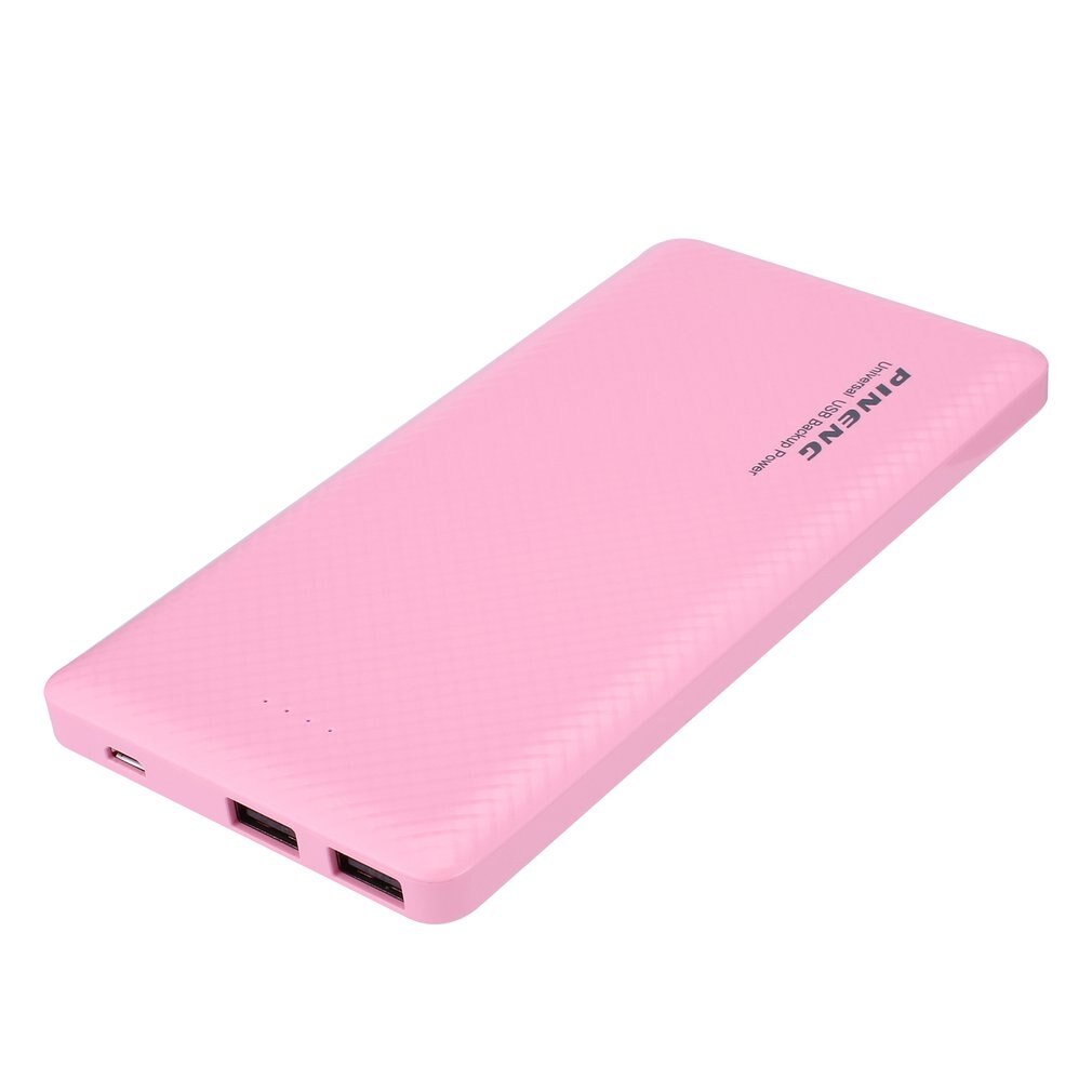 10000mAh Large Capacity Dual USB External Power Bank Battery Power Supply Charger With LED Indicator for Smartphone: pink