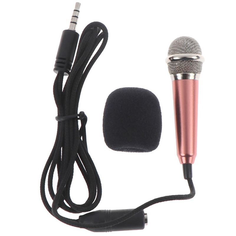 Mini Microphone Handheld Microfon 3.5mm Stereo Studio KTV Karaoke Portable Mikrof For Phone Laptop PC Desktop Audio Microphones: Silver
