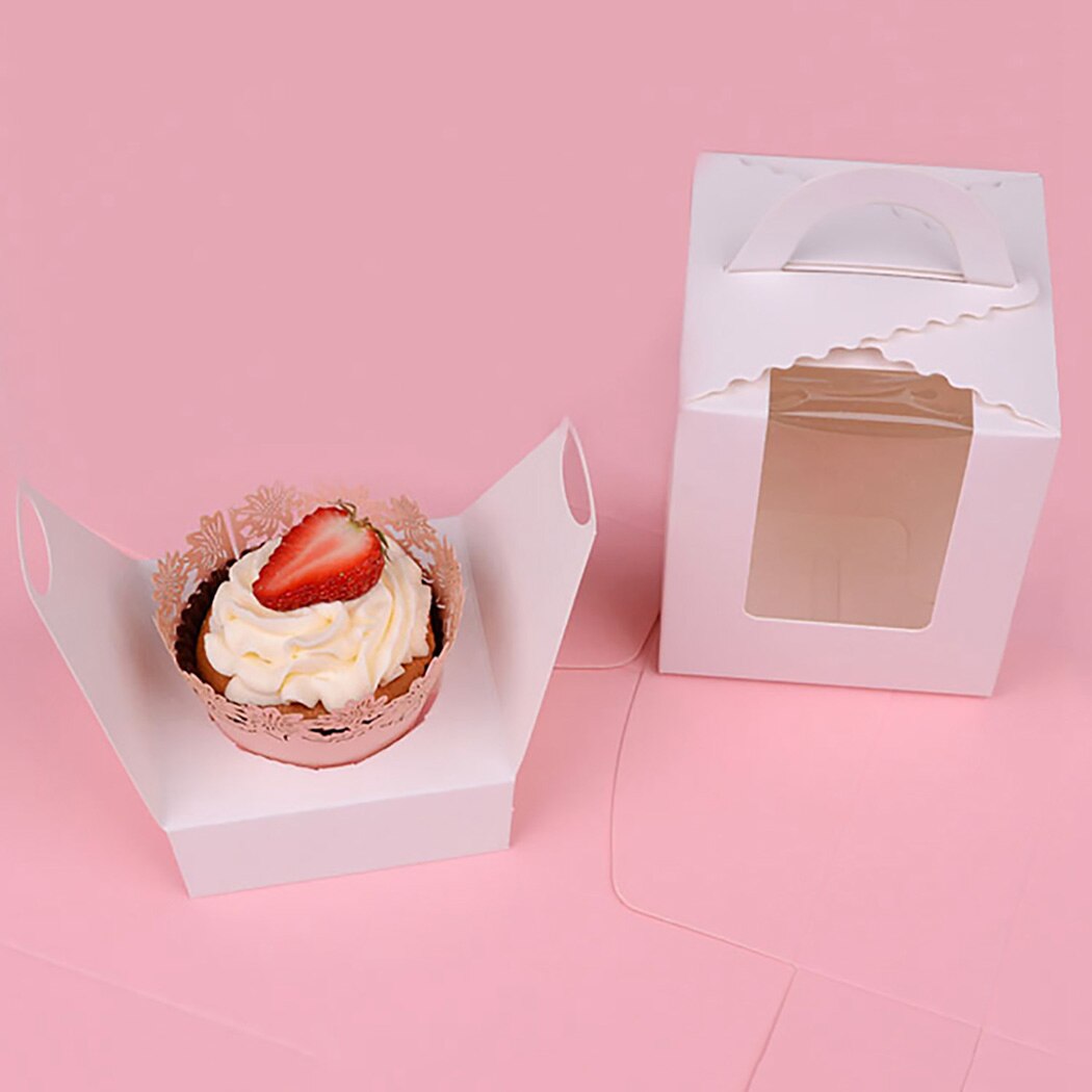 20 st söt mini kex godis låda enkel muffinslåda bärbar fönster cupcake låda mousse lera pudding flaska förpackningsmugg