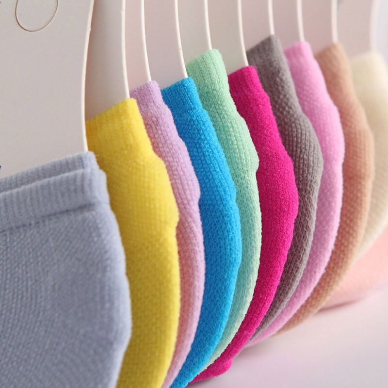 10 Pairs Kids Socks Summer Child Invisible Shallow Super Elastic Velvet Material Short Boat Socks Candy Color for Girls