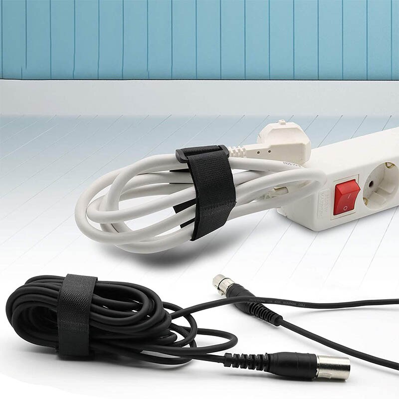 Sangles de câble réutilisables, 10 pièces, sangles de fixation à crochet et boucle de polyvalente, attaches de câble réglables, en Nylon noir, largeur 2.5cm