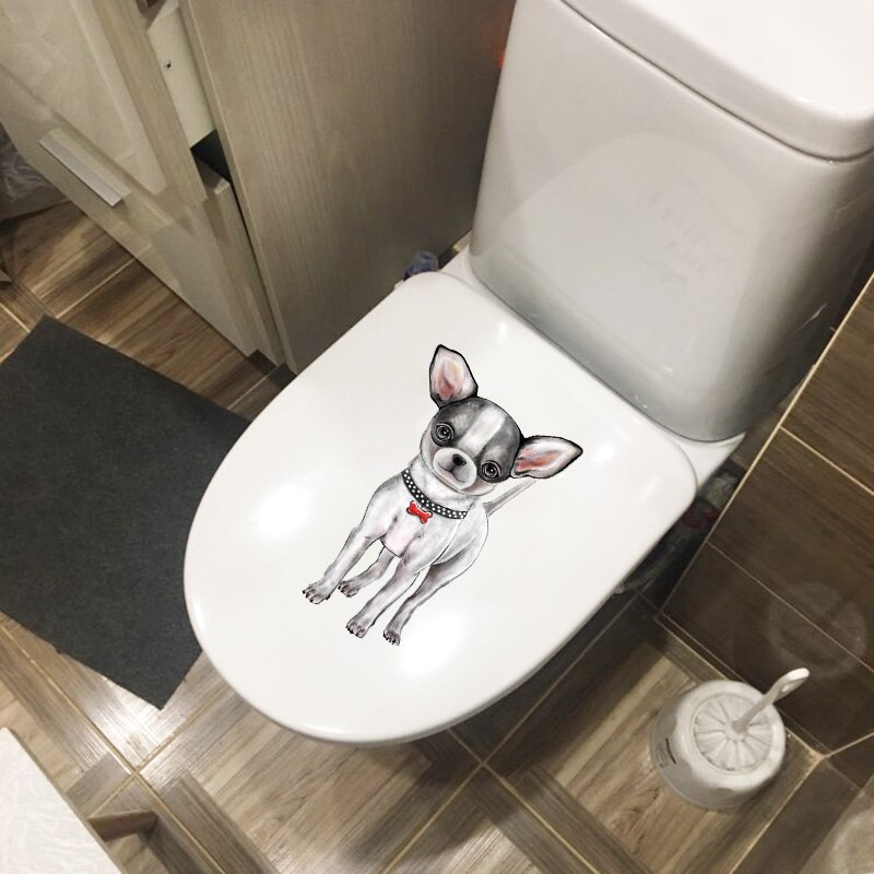Yoja 14.6 × 23.6Cm Hand Getrokken Chihuahua Badkamer Wc Decoratie Thuis Kamer Muurstickers T1-2987