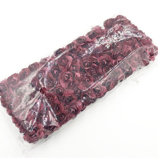 144 pieces 2 cm Mini foam Rose Artificial flower bouquet wedding decoration DIY: Color 15