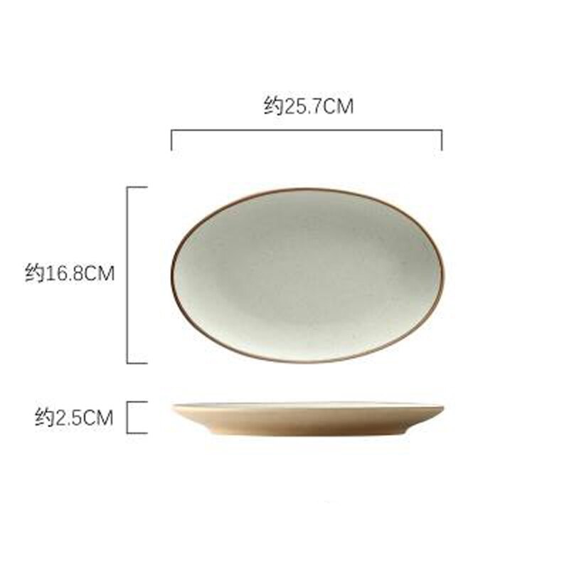 Large size fish plate with chopped pepper fish head ceramic plate oval large-capacity flat plate cooking plate steamed: A