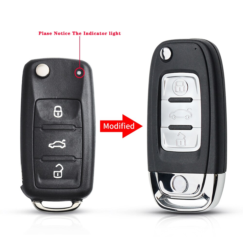 Keyyou 3 knappar modifierad filp fällbar fjärrnyckel skal fodral för vw/volkswagen caddy eos golf jetta beetle polo up tiguan touran