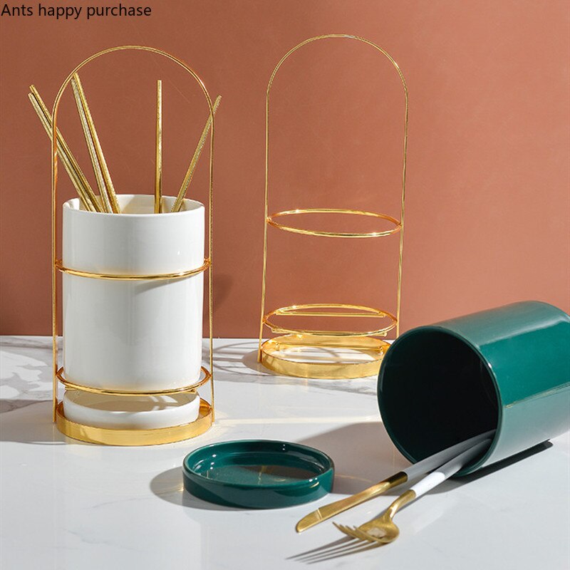 Ijzer Kunst Keramiek Eetstokje Houder Huis Keuken Benodigdheden Servies Opslag Tank Afvoer Rack Bestek Opbergdoos Keuken Organizer