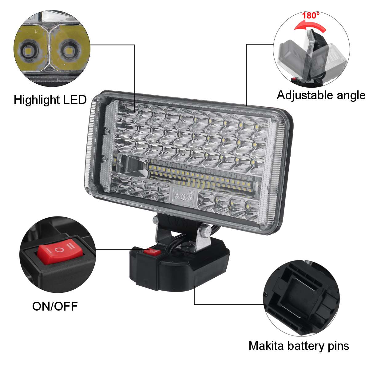 18V Cordless LED Flashlight Work Light Flashlight For Makita LED Lamp Without Battery USB Outdoor Emergency Lighting Spotlight